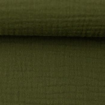 Musselin - Double Gauze -  Jenke Uni Khaki by Swafing